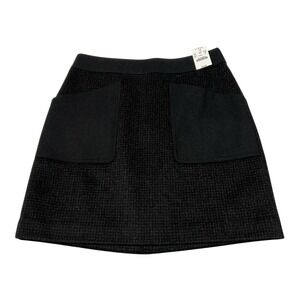 New J.Crew Womens Skirt Size 2 Black‎ Houndstooth Straight Above Knee Wool Blend
